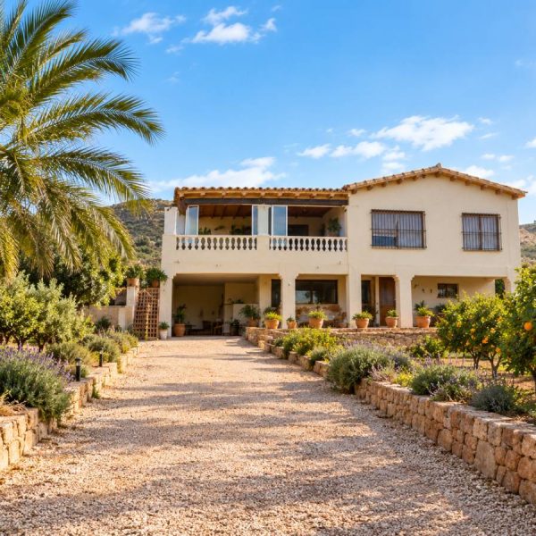 Villa mediterránea entre naranjos y palmeras